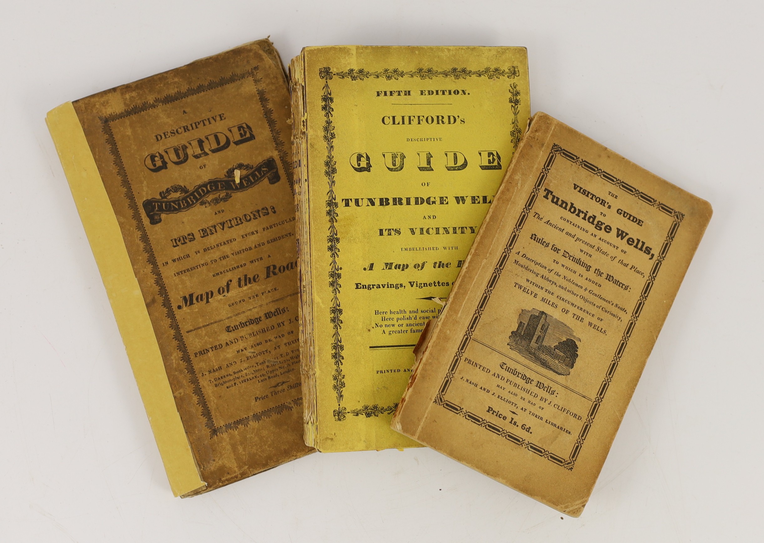 KENT, TUNBRIDGE WELLS: A Descriptive Guide of Tunbridge Wells and its Environs...pictorial vignette title, folded map; original printed boards, uncut. Tunbridge Wells: printed and published by J. Clifford...1818; The Vis